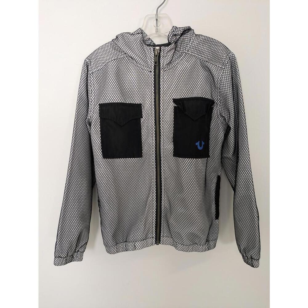 True Religion Boys Mesh Zip Hooded Jacket Size 6 Lightweight Spring